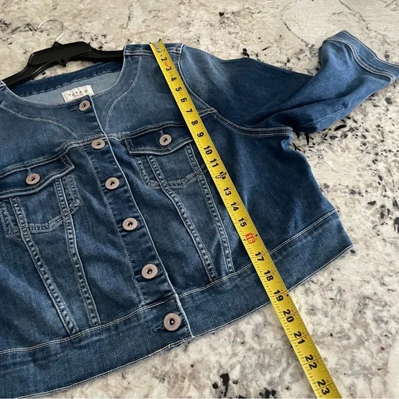 ❌SOLD Torrid Denim Crop Collarless Jacket 2X NWT 12726818 - Picture 10 of 13